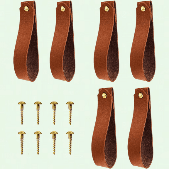 6 Pcs PU Leather Wall Hooks, Elegant and Practical Leather Straps Hanger, Perfect for Bathroom, Kitchen, Bedroom