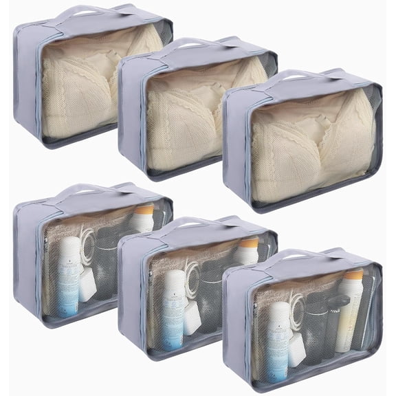 6 Pcs Packing Cubes Luggage Organizers Small Mesh Clothing wear Bag Foldable Laundry Bags for Travel Hiking Camping Backpacking