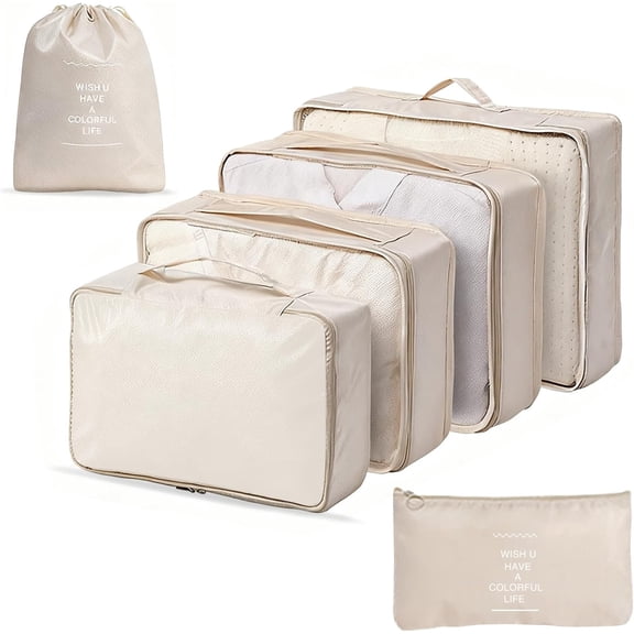 6 Pcs Packing Cubes, Waterproof Compression Packing Cubes, Quality Suitcase Organizer Bags, Travel Organizer Cube for Business Trip, Traveling Essentials Accessories for Women Men