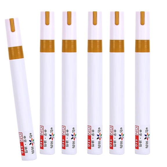 6 Pcs Paint Marker Oil Based Paint Pen Quick-Drying Glass Pen Gold Permanent Marker for Wood Metal