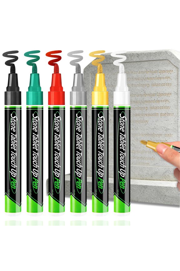 6 Pcs Paint Markers,Oil-Based Water-Proof Quick-Dry Permanent Paint Pen Set,5.59 Inch Colored Stone Touch-Up Pens,6 Colors Painting Marker Pen Set for Fabric,Metal,Plastic,Diy Craft,Mixed 6PCS