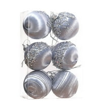6 Pcs Painted Christmas Balls, Glittering Christmas Tree Silk Velvet Ball Ornaments, Not Easy to Fade & Reusable,Hanging Decorations Home Party Decor (Gray)