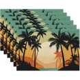 thumbnail image 1 of 6 Pcs Palm Trees Table Mats,Sunset by The Sea Placemats Waterproof Washable, Kitchen Table Decoration Placemats Modern Holiday Kitchen Table Decoration(12"x18"Linen), 1 of 6