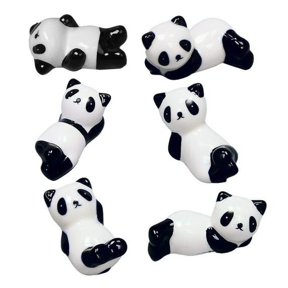 6 Pcs Panda Chopstick Rest Mini Scoops Daily Use Ceramics