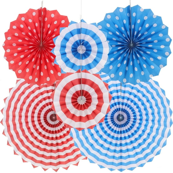CIMAXIC Paper Fan Pendant Assorted Color Folding Decor for Weddings and Events 6Pcs