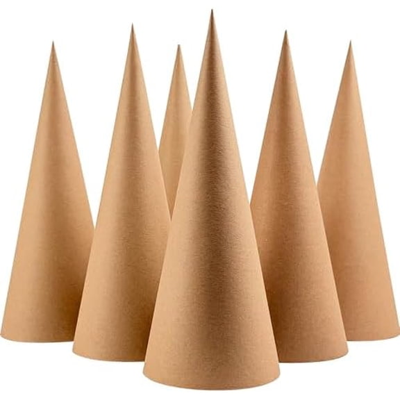 6 Pcs Paper Mache Cones Open Bottom 13.8 x 5 in, Extra Thick Cardboard Cones for Crafts Paper Cones for Christmas Valentine Gnomes Christmas Tree DIY Projects and Decorations