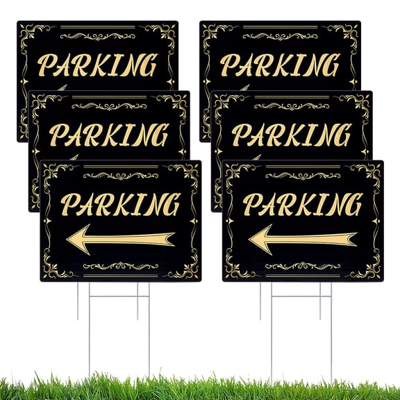6 Pcs Parking Sign with Metal H Stake