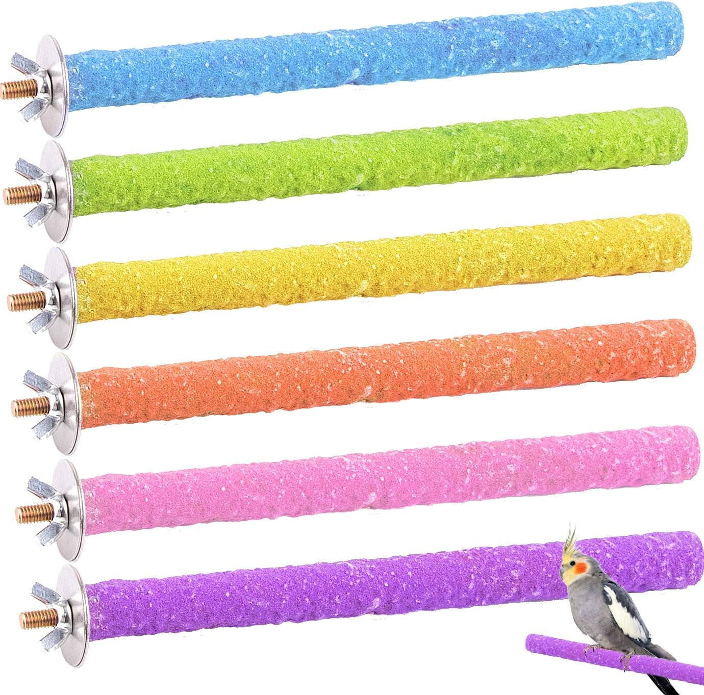 6 Pcs Parrot Perches Nature Wood Bird Stand Sticks Paw Grinding Stick ...