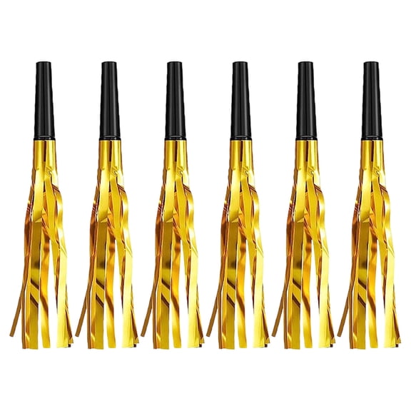 6 Pcs Party Blowers,Gold Blowouts Set,Perfect Party Supplies and Party Noise Makers for New Year's Eve, Graduation Parties, Birthdays and Wedding,Gold Foil Blowers for Cheerleading Props(Gold)