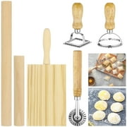 6 Pcs Pasta Making Tool Set, Includes Pasta Rollers, Ravioli Stamp Makers, Gnocchi Board & Rolling Cutter, Kitchen Supplies for Homemade Pasta Dumpling Wonton Tools