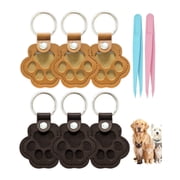 6 Pcs Paw Dog Hair Keychain - Premium Leather Pet Fur Keepsake, Waterproof Memory Charm for Dog/Cat Lovers, Bag & Key Accessory3Brown+3Dark Brown