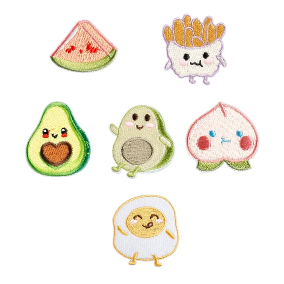 6 Pcs French Fries Embroidered Patches Avocado Iron on Patches Clothing Patches Peach Sewing Patches for Clothes Bag
