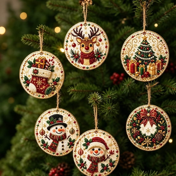 6 Pcs Pearl Art Kits for Adults, Christmas Diamond Art Ornaments, 3D ...
