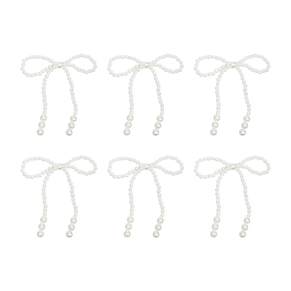 6 Pcs Pearl Bow Christmas Ornaments White Bowknot Tree Topper Decor Xmas Hanging Ornament Pendant Decoration Gift for Wedding Bridal Shower Baby Shower Birthday Indoor Decoration