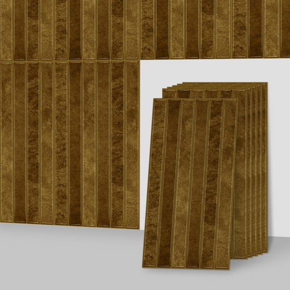 6 Pcs Peel and Stick Tile Stickers Wall Decals Brown Green Marble Pattern 11.81" x 5.91" Self Adhesive Backsplash Kitchen Bathroom DIY Decor