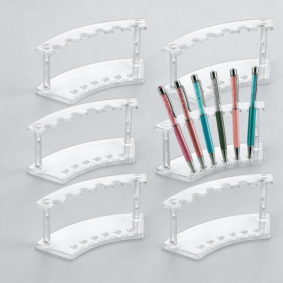6 Pcs Pen Display Stand, 6 Slots Plastic Pen Holder, Clear Pen Display ...