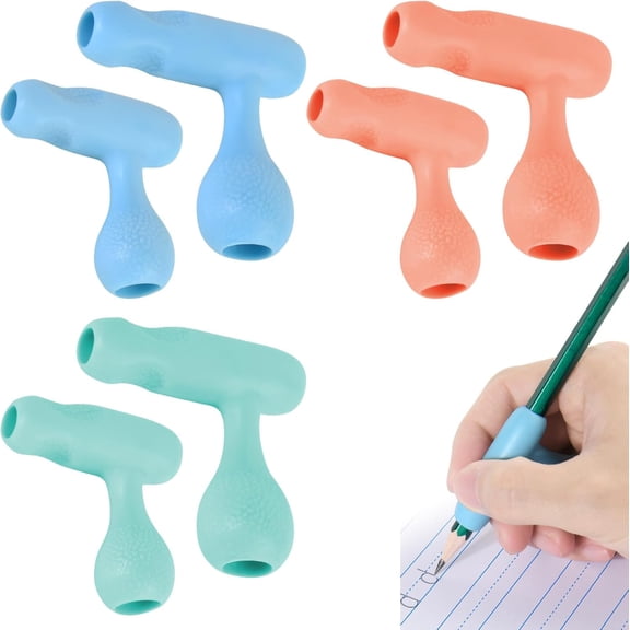 6 Pcs Pencil Grips Writing Aid Pencil Holder Universal Ergonomic Pencil Gripper, 2 Assorted Sizes & 3 Colors