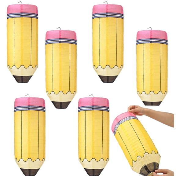 6 Pcs Pencil Hanging Lanterns,Bexikou Back to School Decorations Classroom Paper Lanterns Ceiling Party Decorations Pencil Decor