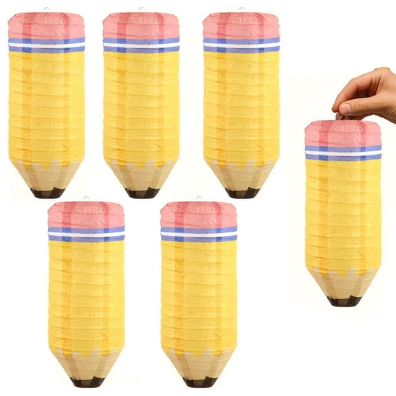 6 Pcs Pencil Shaped Hanging Paper Lanterns,Bexikou Welcome Back to School Classroom Decorations,First Day of School Party Supplies Decor