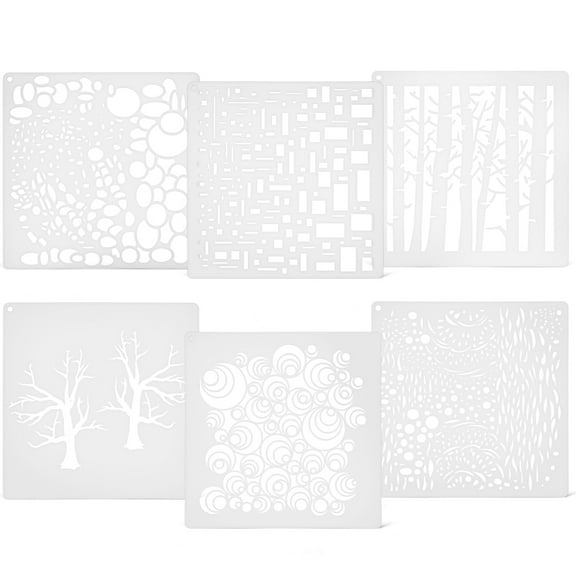 6pcs Painting Templates Diy Crafts Templates Decorative Branches Bubbles Stencils