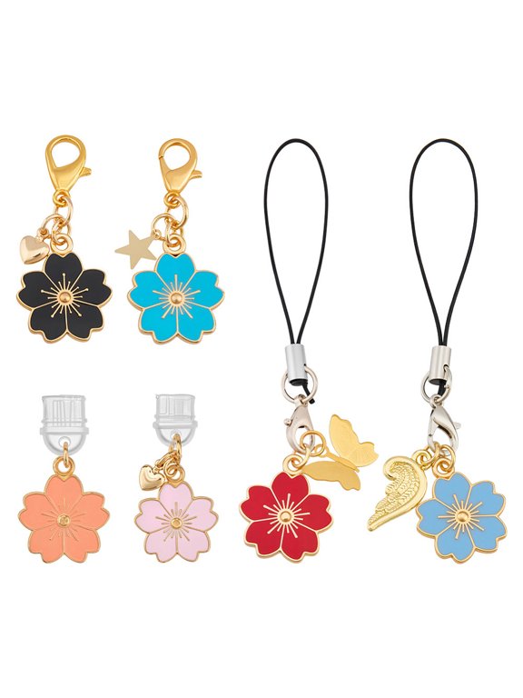 6 Pcs Phone Charm Keychain Dust Plug Flower Charging Port Charm Enamel Phone Pendant Stylish Accessories Cellular Telephones DIY