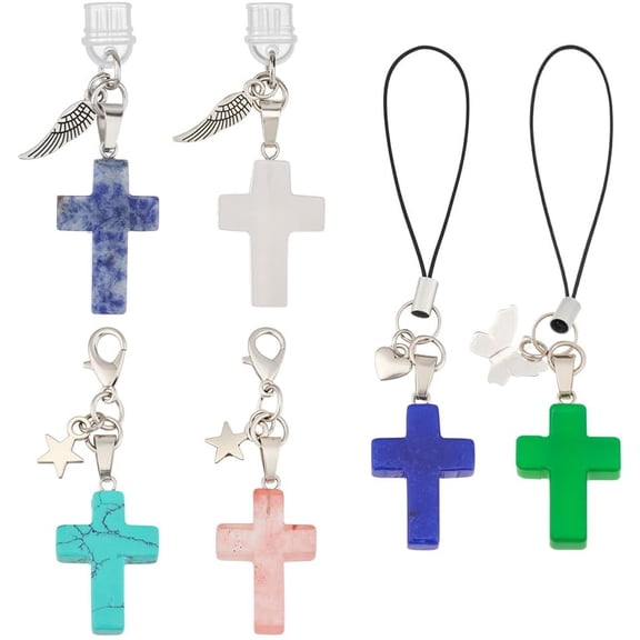 6 Pcs Phone Charm Keychain Dust Plug Flower Charging Port Charm Enamel Phone Pendant Stylish Accessories for Cellular Telephones Mixed Stone