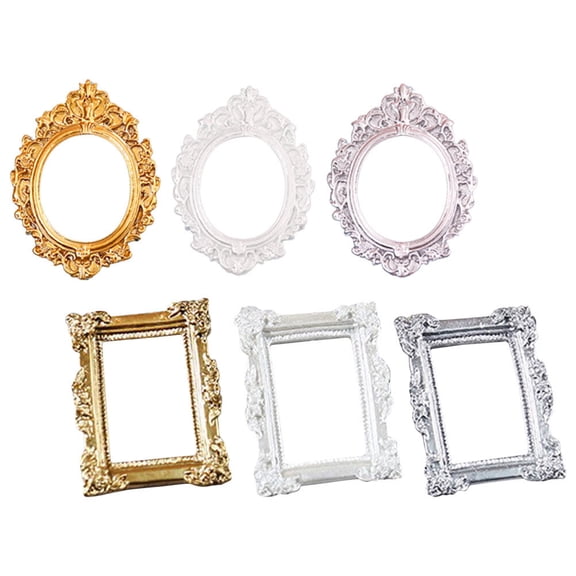 6-Pack Miniature Photo Frames for Dollhouses Vintage Style Picture Frames Decor Accessories