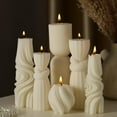 thumbnail image 1 of 6 Pcs Pillar Candles Modern Aesthetic Ribbed Decorative Candle Set Cute Soy Wax Scented Ribbed Decor for Home(White,2.36-6.89 Inch), 1 of 13