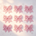 thumbnail image 1 of 6 Pcs Pink Glitter Bows For Christmas Ornament, Hanging Festive Bows For Garland & Wreath Home Xmas Arrangement, 1 of 6