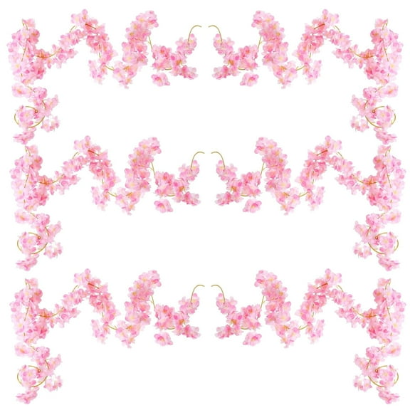 6 Pack Pink Cherry Blossom Garland Vines - 70 Inch Artificial Silk Flower Decor | Realistic Cherry Blossom Branches for Wedding Arch, Wall, Party & Home Decoration