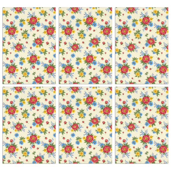 6 Pcs Pioneer Flower Floral Print Pattern Funny Kitchen Towels, Microfiber Dish Towels, Kitchen Tea Towels Set 18" X 26"