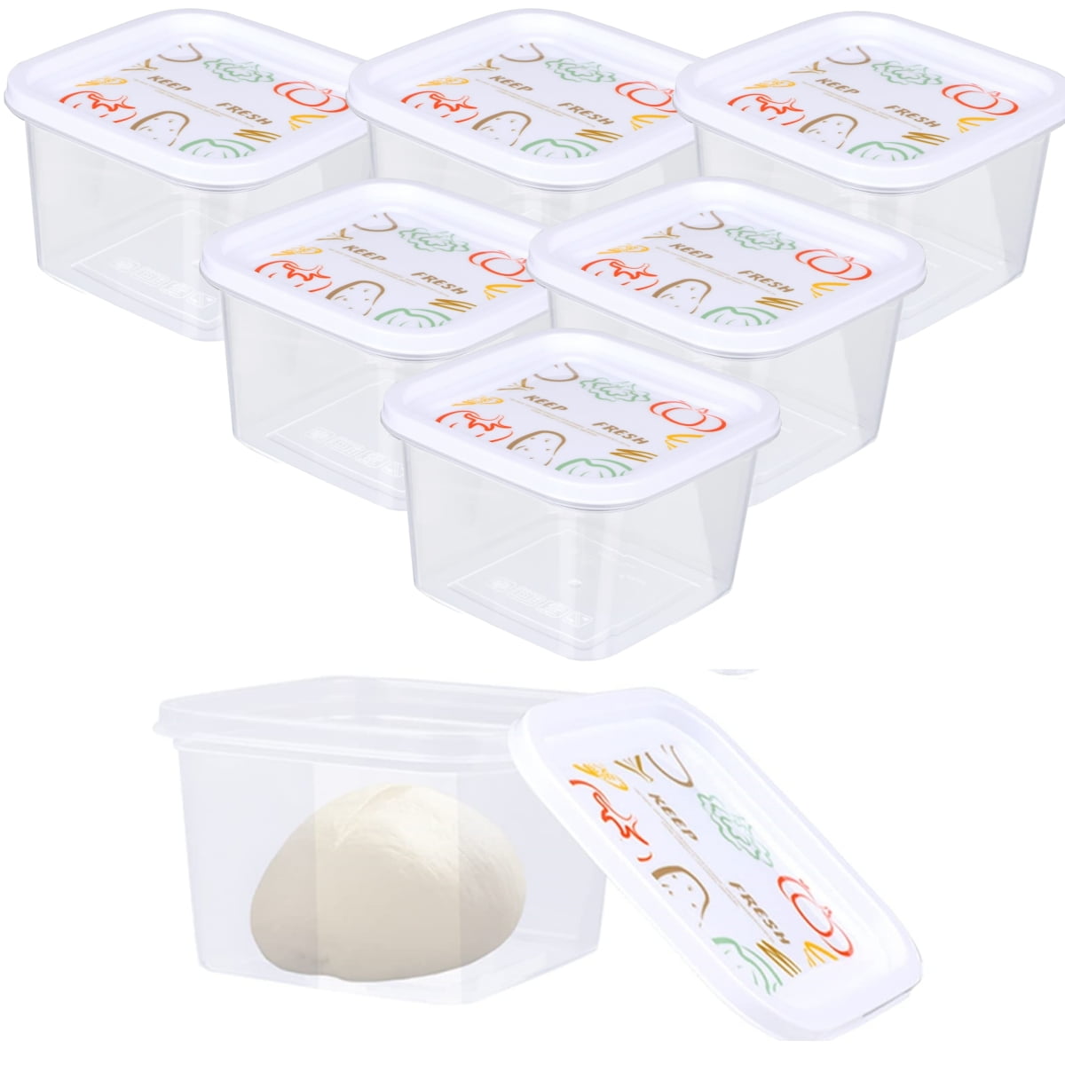 6 Pcs Pizza Dough Proofing Box with Sealing Lids, MODANU Stackable