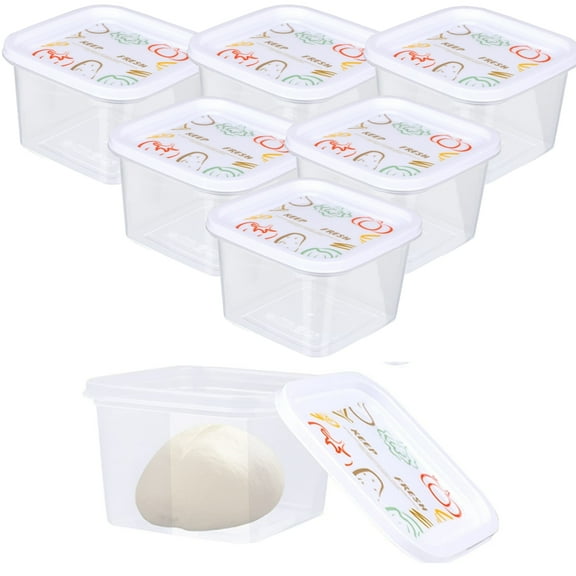 6 Pcs Pizza Dough Proofing Box with Sealing Lids, MODANU Stackable Dough Proofing Box Pizza Dough Containers with Covers Food Storage Box for Home Kitchen Camping School