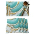 6 Pcs Placemat Marble Blue And Gold Abstract Kitchen Placemat Home