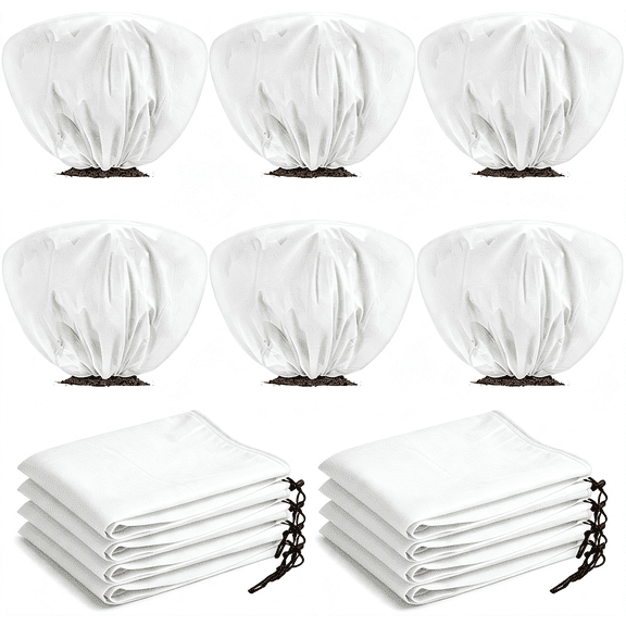 12-Pack Plant Covers Freeze Protection, 60GSM Winter Shrub Frost ...