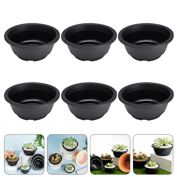6 Pcs Plant Pot Multi Cactus Planter Set Round Short Fat Planter Bonsai Pots Green Flower Container Household
