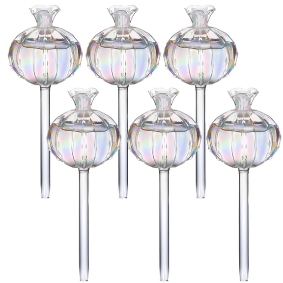 6 Pcs Plant Watering Globes, Laser Pomegranate Design Automatic Irrigation System, Clear Acrylic, Variable Flow Control, Suitable for Home, Yard, and Workplace