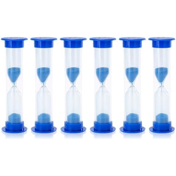 6 Pcs Plastic 1 Minute Sand Timer Sandglass Hourglass Sand Clock, Blue$$Home Decor, Kitchen, & Other