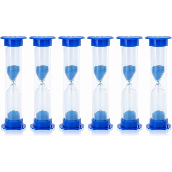 6 Pcs Plastic 1 Minute Sand Timer Sandglass Hourglass Sand Clock, Blue