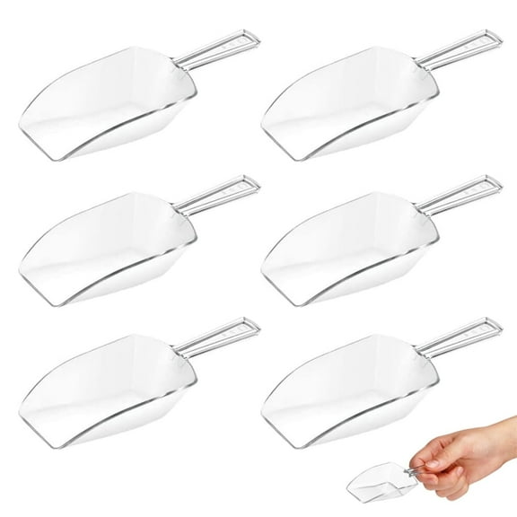 6 Pcs Plastic Acrylic Ice Scoops,Multi Purpose Grains Scoop Set,Small Clear Ice Cube Shovels,Mini Kitchen Freezer Scoops,for Candies Popcorn Ice Cream, Bar Party Wedding Buffet By HXRH