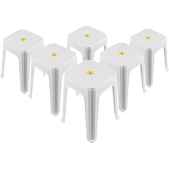 6 Pcs Plastic Backless Counter Chairs, Stackable Stools Modern Decorative Stools Chairs for Classroom School Home Office (White)
