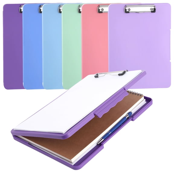 6 Pcs Plastic Clipboard, 12.4 x 9.4 x 0.9 in Writing Pad Board with Storage Compartment, Document Organizer Folder, Multicolor Folder Set for Nurse, Doctor, Teacher & Business Use