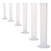 6 Pcs Plastic Graduated Cylinder Set, 10-500mL Measuring Cylinder, PP Lab Cylinders with Clear Scale, Wide Hexagonal Base, Tapered Spout for Laboratory Science