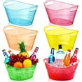 thumbnail image 1 of 6 Pcs Plastic Ice Buckets Bulk with Handles 4.5L Oval Storage Tub Large Capacity Ice Drink Bucket for Halloween Party Bar Wine Beer Champagne Beverage Bottle Cooler(4.5 L,Multicolor), 1 of 14