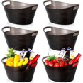 thumbnail image 1 of 6 Pcs Plastic Ice Buckets Bulk with Handles 4.5L Oval Storage Tub Large Capacity Ice Drink Bucket for Party Bar Wine Beer Champagne Beverage Bottle Cooler (4.5 L,Black), 1 of 7