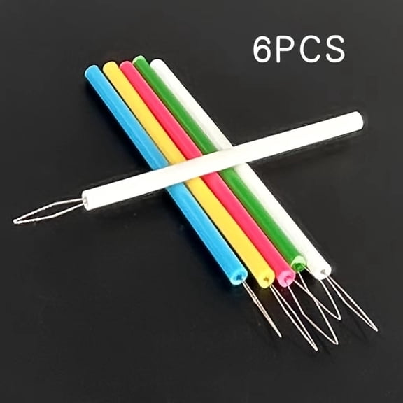 6 Pcs Plastic Loop Threading Needles, Multi-Color Sewing Loop Threaders for Embroidery & Sewing