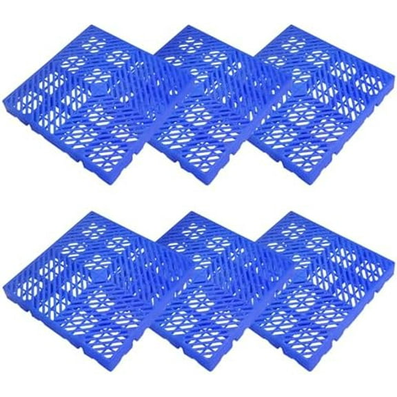 6 Pcs Plastic Pallet for Basement Storage, Waterproof Plastic Pallets Ventilation Floor Pallet Grid Mat Lightweight Indoor Outdoor Storage Pallet Grid Pad for Supermarket Garages Warehouses