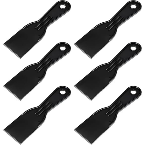 6 Pcs Plastic Putty Knife, 2 Inch Black Putty Knife Scraper Flexible Putty Scraper Wall Scraper Plastic Paint Scraper Tool for Repairing Spackling Patching Plastering and Painting