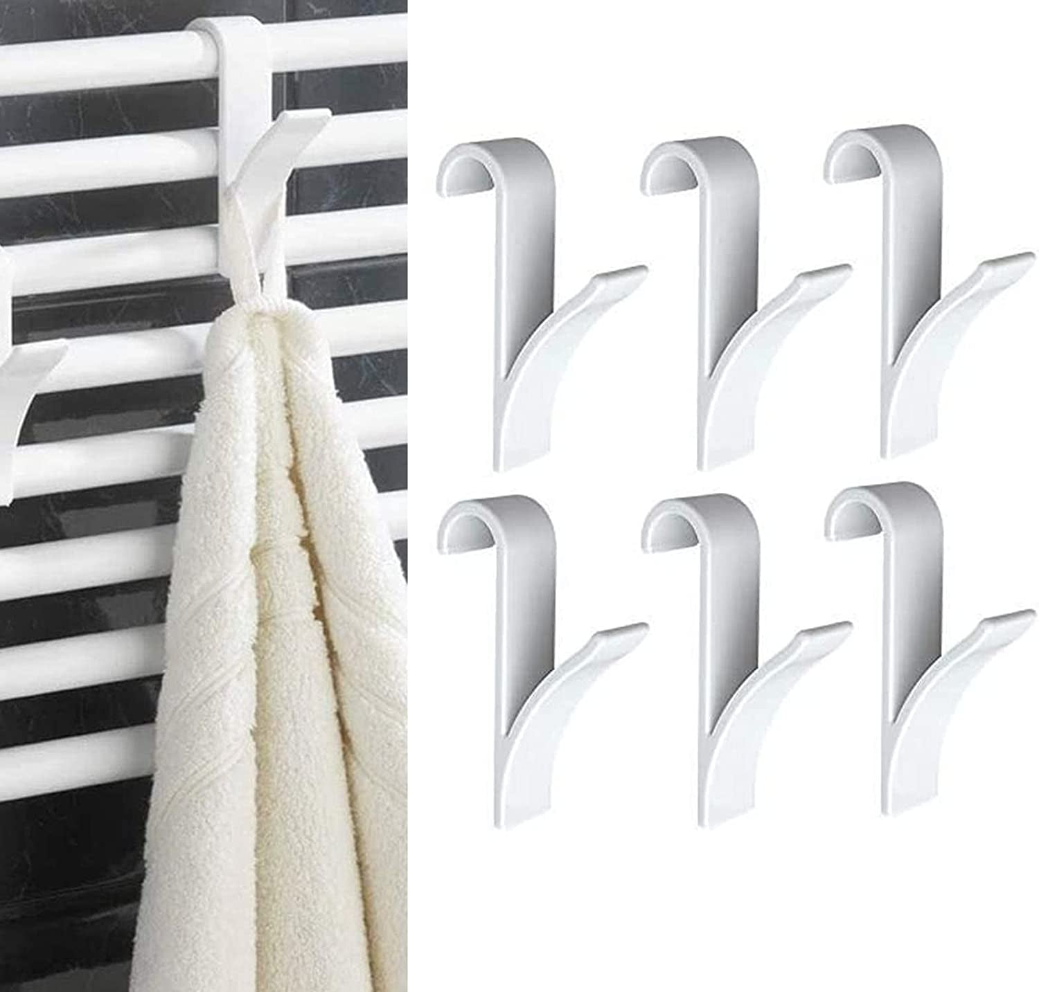 6 Pcs Plastic Radiator Hooks, Wall Hooks, MultiPurpose Hooks, Heated