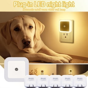 6 Pcs Plug in LED Night Light with Dusk to Dawn Sensor, Automatic On/Off Warm White Square Mini Wall Nightlight, Energy Saving US Outlet Lamp for Bedroom Hallway Stairs Bathroom